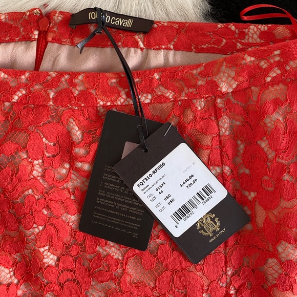 NWT Roberto Cavalli Gonna red lace skirt - Picture 9 of 9